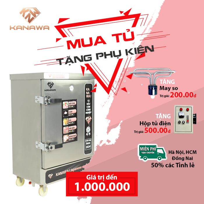 Tủ hấp bánh bao bằng điện 6 khay