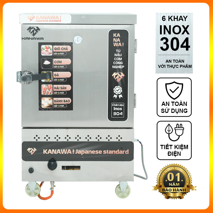 Tủ hấp bánh bao điện gas 6 khay, tủ hấp bánh bao 6 khay bằng điện gas