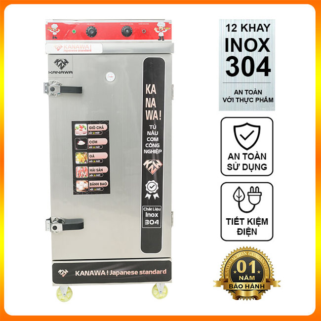 Tủ nấu cơm công nghiệp 12 khay điện có điều khiển