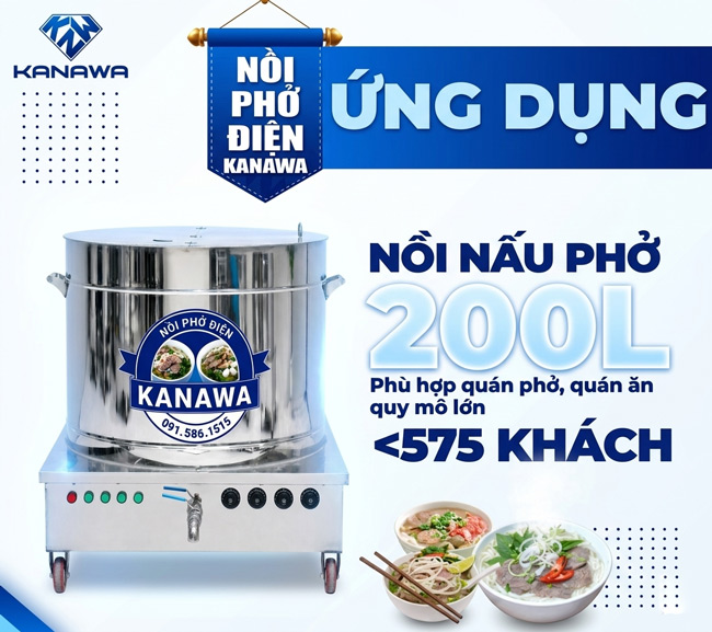 ứng dụng nồi nấu phở 200L