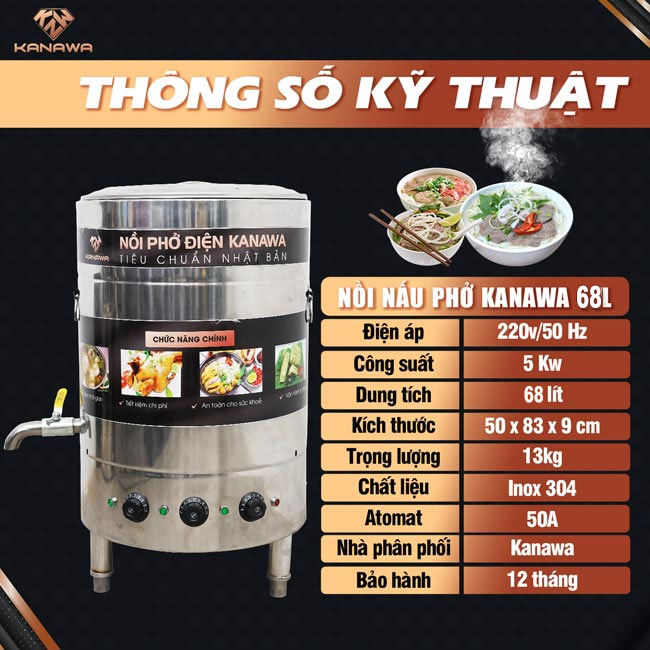 Thông số nồi phở 68 lít nhập khẩu