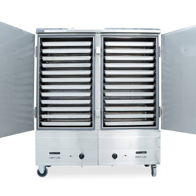 Tủ hấp công nghiệp 24 khay điện gas không điều khiển