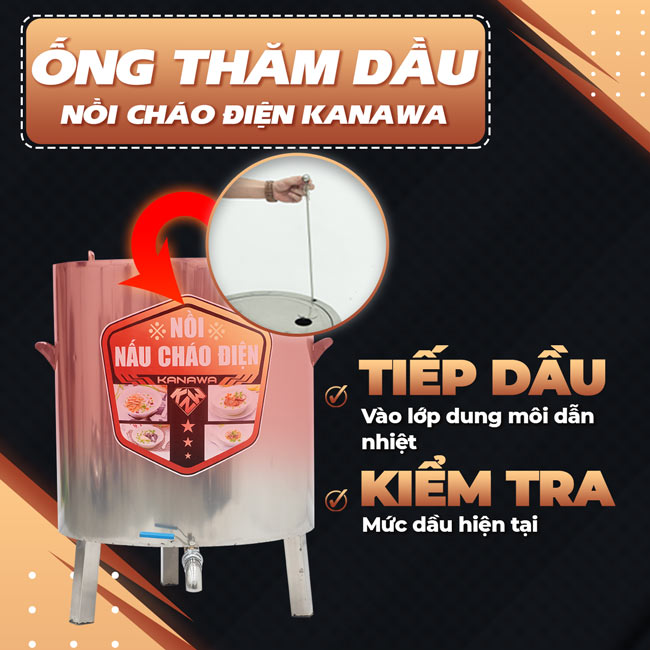ống thăm dầu nồi cháo 150l