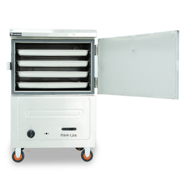 Tủ hấp cơm 4 khay điện gas không điều khiển