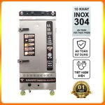 Tủ hấp cơm 10 khay điện gas có điều khiển