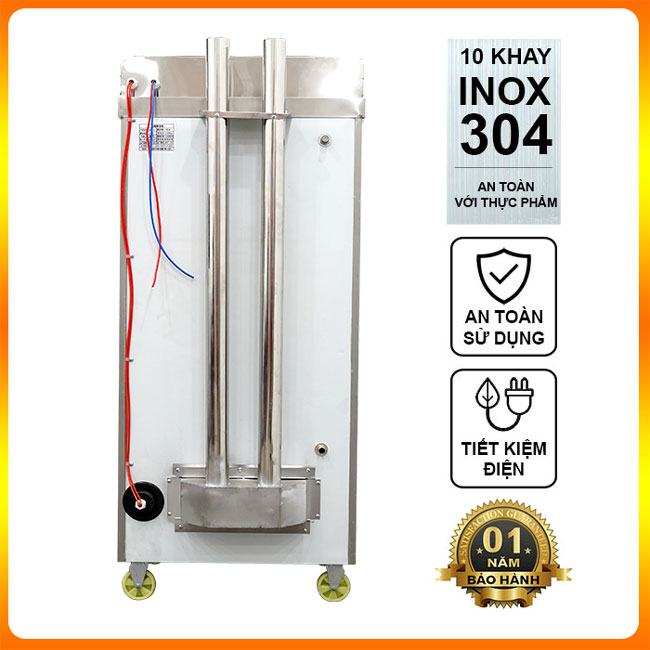 Tủ hấp cơm 10 khay điện gas có điều khiển