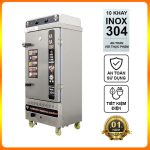 Tủ hấp cơm 10 khay điện gas có điều khiển