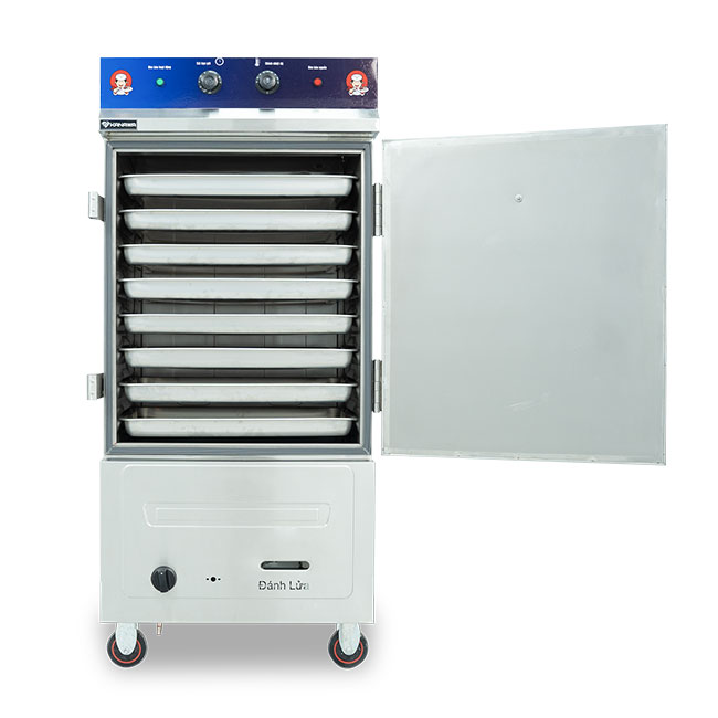 Tủ nấu cơm công nghiệp 8 khay điện gas có điều khiển TC8DGL-VN