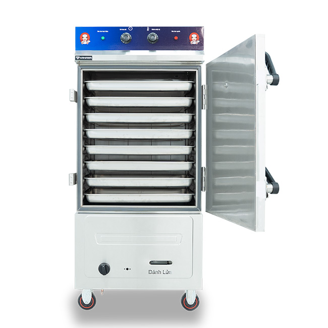 Tủ nấu cơm công nghiệp 8 khay điện gas có điều khiển