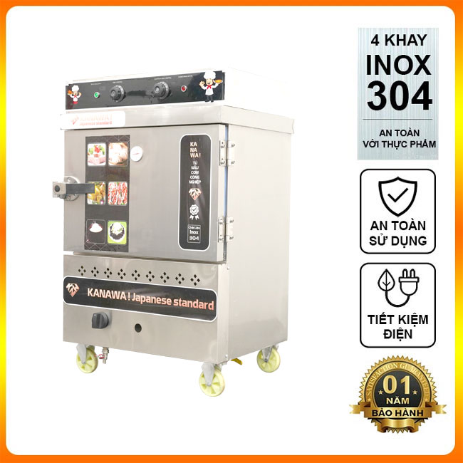 Tủ nấu cơm 4 khay điện gas có điều khiển