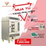 Tủ nấu cơm 4 khay điện gas có điều khiển