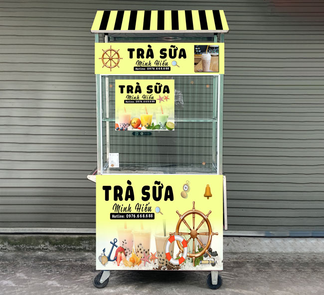 Xe đẩy bán trà sữa nhỏ gọn tại Kanawa