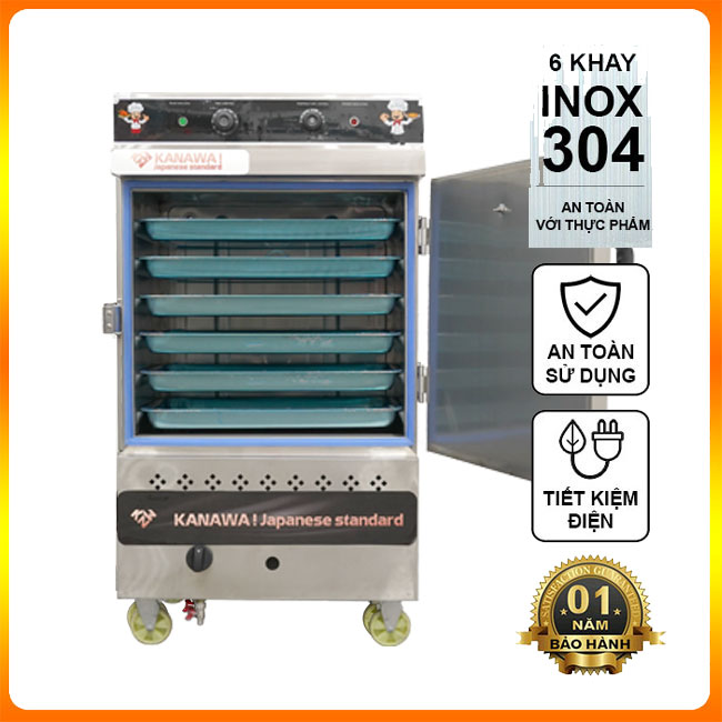 Tủ hấp cơm 6 khay điện gas có điều khiển