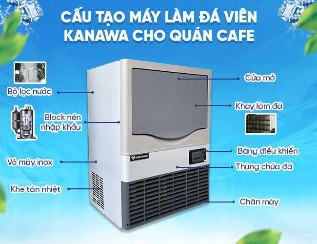 Cấu tạo máy đá viên cho quán cà phê