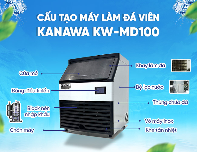 Cấu tạo máy làm đá viên 100kg