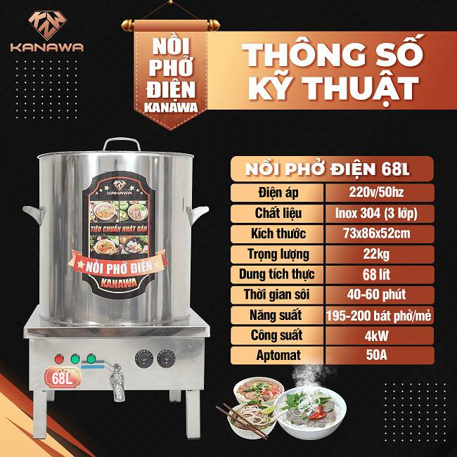 Thông số nồi phở 68 lít