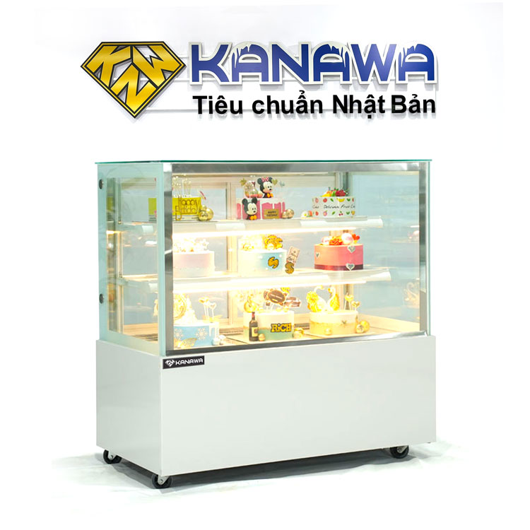 Tủ bánh kem 1m2 kính vuông 3 tầng