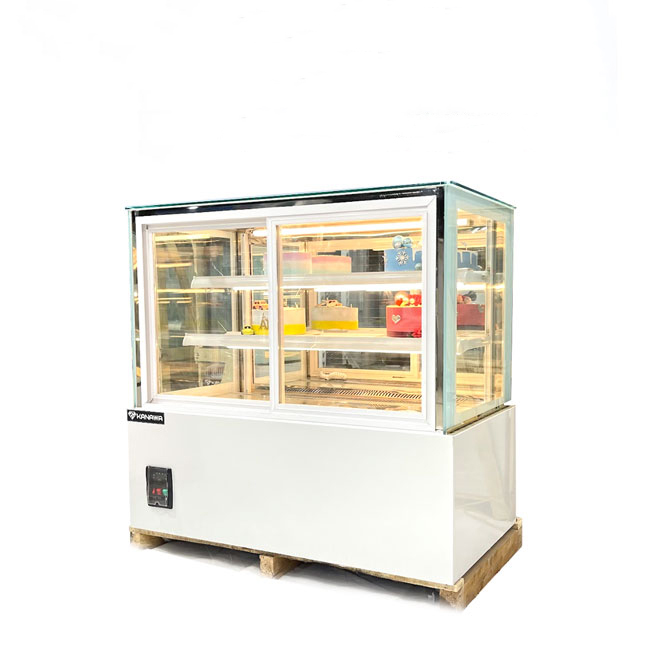 Tủ bánh kem 1m2 kính vuông 3 tầng cửa trước TBK3T-1.2V-CT
