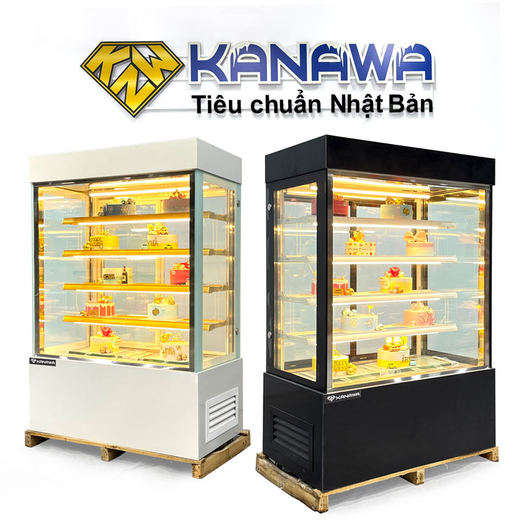 Tủ bánh kem 1m2 kính vuông 5 tầng