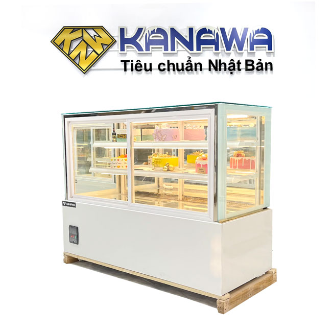 Tủ bánh kem 1m5 kính vuông 3 tầng cửa trước