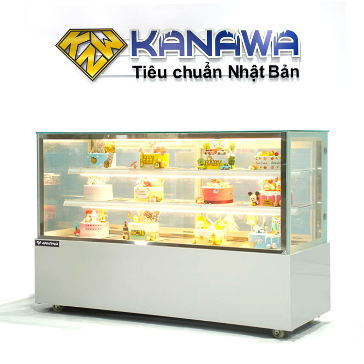 Tủ bánh kem 1m8 kính vuông 3 tầng