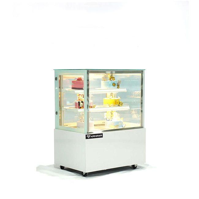 Tủ bánh kem 90cm kính vuông 3 tầng TBK3T-0.9V