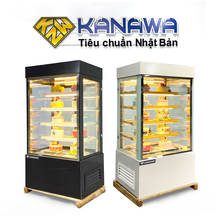 Tủ bánh kem 90cm kính vuông 5 tầng