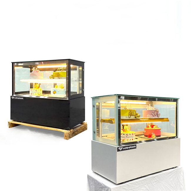 Tủ bánh kem để bàn 90cm kính vuông 2 tầng TBK2T-0.9B