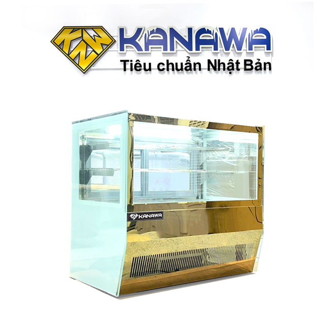 Tủ bánh kem để bàn 90cm kính vuông 2 tầng new