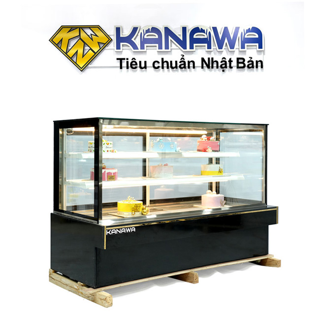 Tủ bánh kem 1m5 kính vuông 3 tầng Mới