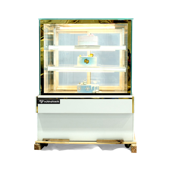 Tủ bánh kem 90cm kính vuông 3 tầng Mới TBK3T-0.9V-NR