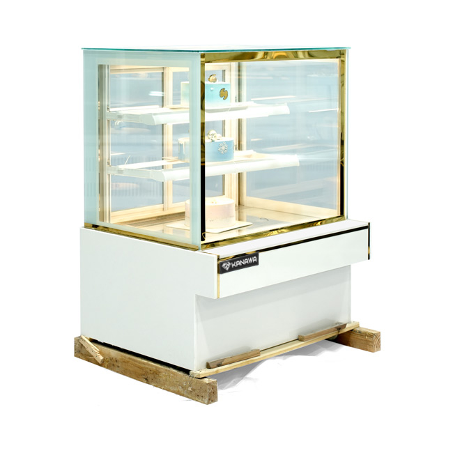 Tủ bánh kem 90cm kính vuông 3 tầng Mới TBK3T-0.9V-NR