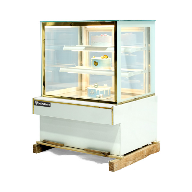 Tủ bánh kem 90cm kính vuông 3 tầng Mới TBK3T-0.9V-NR