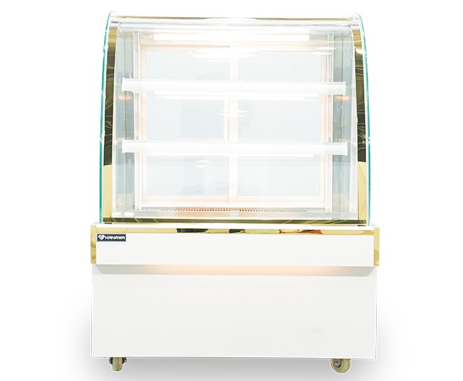 Tủ b&aacute;nh kem 90cm k&iacute;nh cong 3 tầng