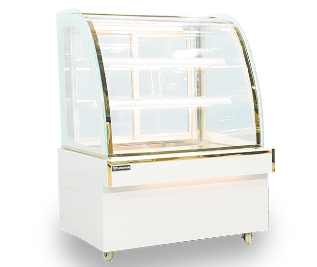 Tủ b&aacute;nh kem 90cm k&iacute;nh cong 3 tầng