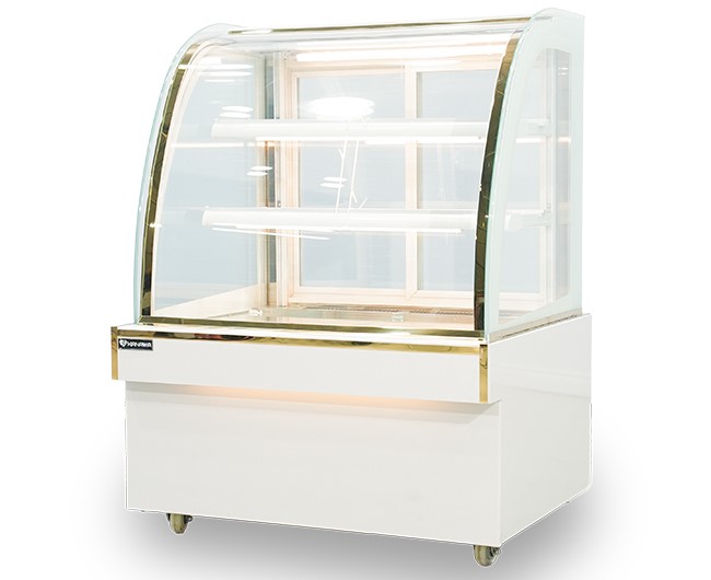 Tủ b&aacute;nh kem 90cm k&iacute;nh cong 3 tầng