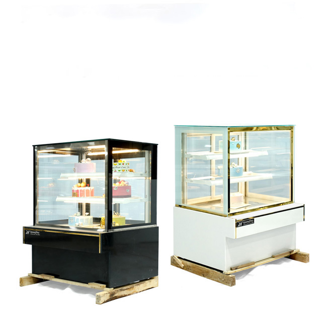 Tủ bánh kem 90cm kính vuông 3 tầng Mới TBK3T-0.9V-NR