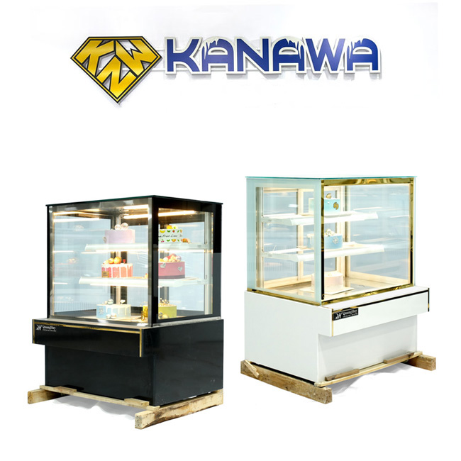 Tủ bánh kem 90cm kính vuông 3 tầng Mới TBK3T-0.9V-NR