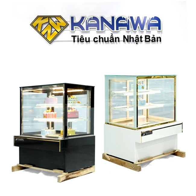 Tủ bánh kem 90cm kính vuông 3 tầng Mới