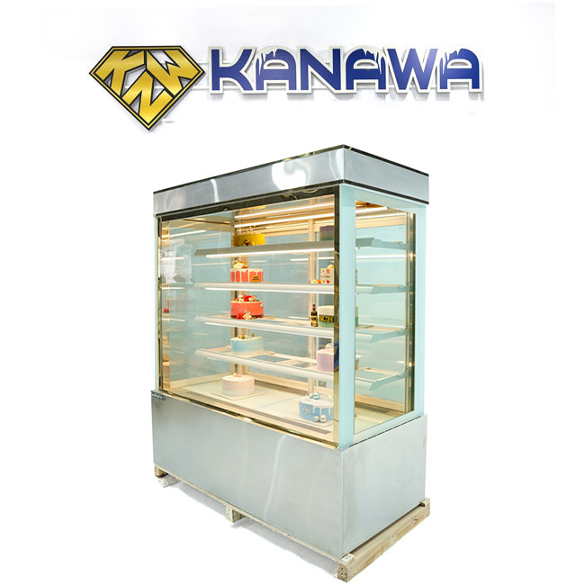 Tủ bánh kem 1m5 kính vuông 5 tầng bệ inox TBK-1.5V-I5