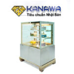 Tủ bánh kem 90cm kính vuông 3 tầng bệ inox