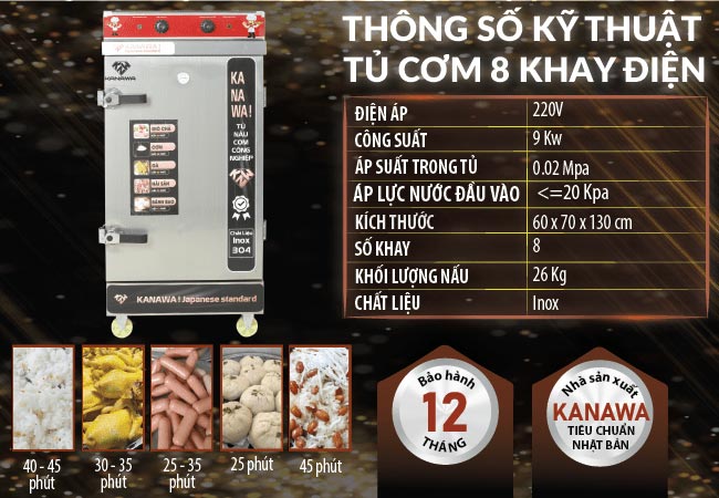 Tủ cơm 8 khay điện CĐK