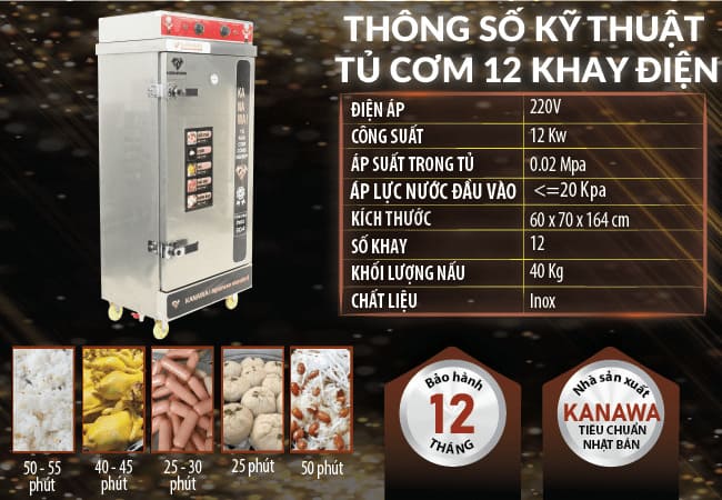 Tủ nấu cơm 12 khay điện CĐK