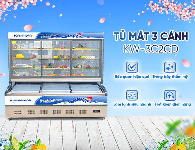 Tủ mát 3 cánh 2 chế độ KW-3C2CD 1300L