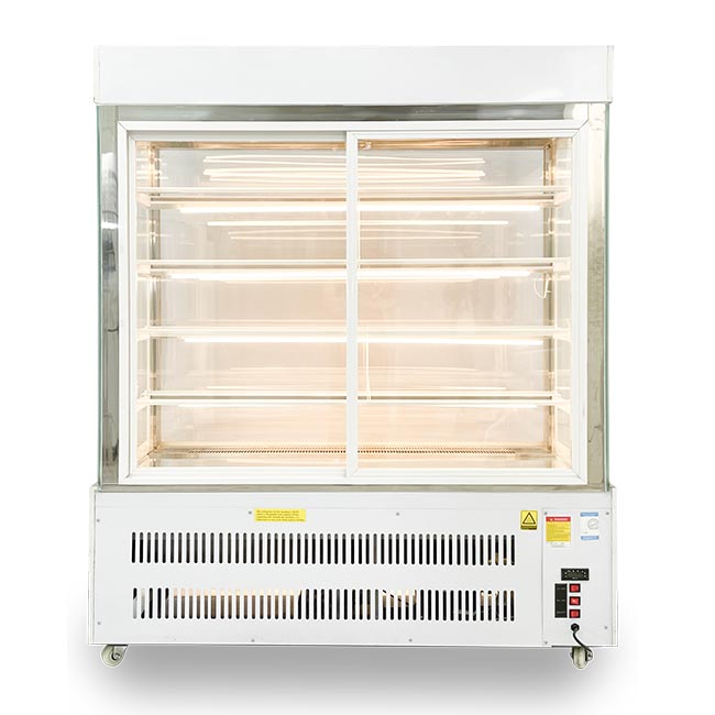 Tủ bánh kem 1m5 kính vuông 5 tầng mới TBK5T-1.5V-NR