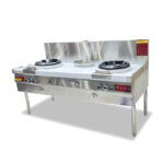 Bếp Á 2 họng công nghiệp dùng gas 1m5 (có quạt thổi)