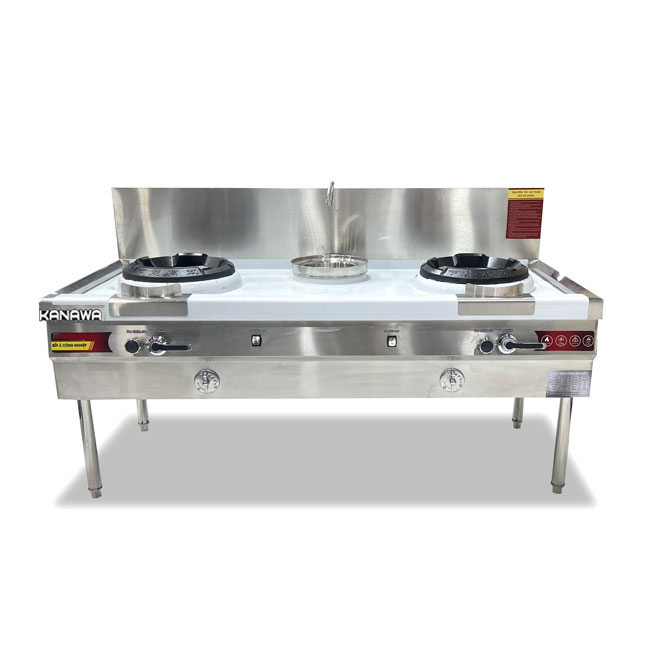 Bếp Á 2 họng công nghiệp dùng gas 1m5 (có quạt thổi)