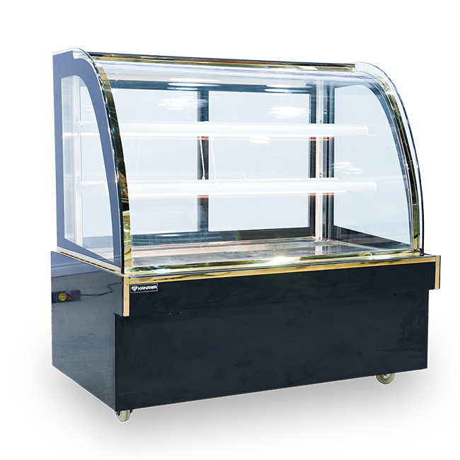 Tủ bánh kem 1m2 kính cong 3 tầng mới TBK3T-1.2C-NR
