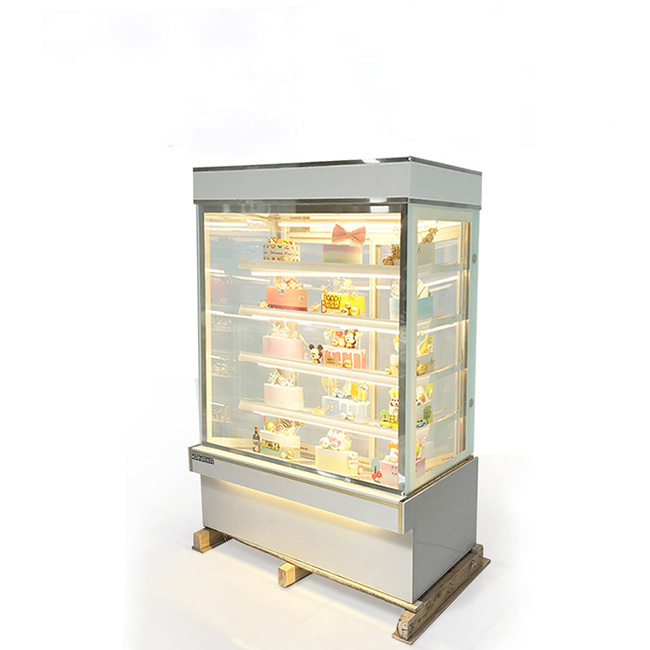 Tủ bánh kem 1m2 kính vuông 5 tầng mới TBK5T-1.2V-NR