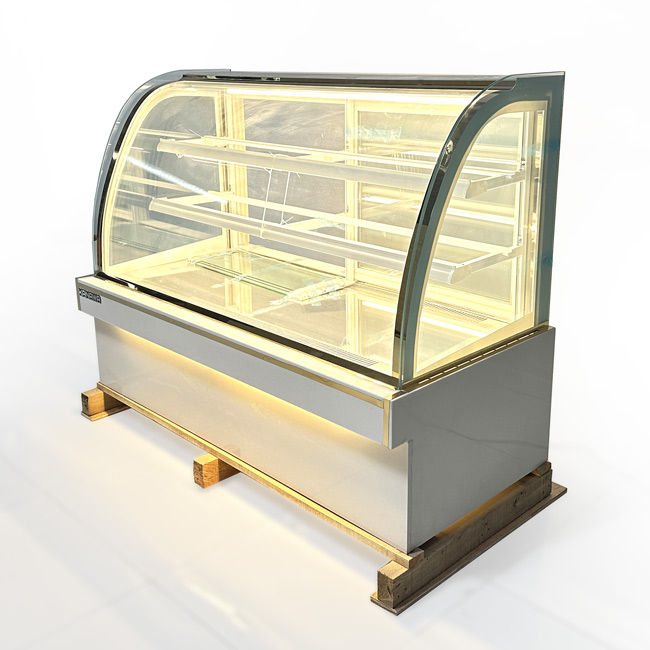 Tủ bánh kem 1m8 kính cong 3 tầng mới